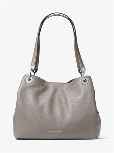 michael kors raven pearl grey|Raven Large Leather Shoulder Bag .